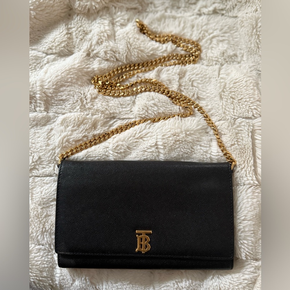 Burberry Black Crossbody Bag with Gold Chain